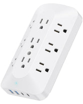 PAEWOK 9-outlet extender front view for a clean power setup in the living space