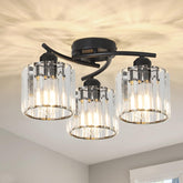 PAUFUL crystal semi-flush mount with clear shades for ambient hallway lighting