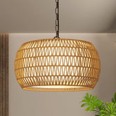 PAUFUL rattan farmhouse chandelier with 5 lights adds warm, airy ambiance