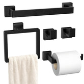 PAHSFS 5-Pieces Matte Black Towel Bar enhances bathroom organization with a premium 16-inch design.