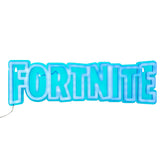 Paladone Fortnite logo LED neon wall light illuminates gaming spaces with cool blue glow.