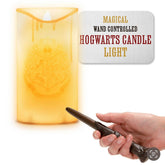Paladone Harry Potter Hogwarts LED Candle with Wand Remote glowing in a room setup for magical ambiance