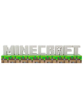 Paladone Minecraft Logo Light powered by USB or batteries for flexible placement.