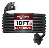 PALARINE 10ft black outdoor extension cord ready for weatherproof use