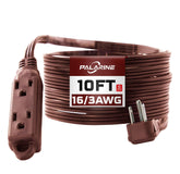 PALARINE flat plug extension cord in brown 10ft, ideal for discreet behind-furniture setup.