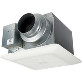Panasonic WhisperGreen Select dual-speed fan close-up shows quiet bathroom ventilation.