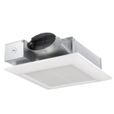 Panasonic WhisperValue DC fan with compact profile for tight bathrooms; keeps air moving quietly.