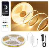 Pandery COB LED strip with remote control for easy dimming and ambience.