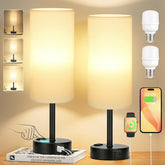 PartageiZ white bedside lamp with touch dimming for easy brightness control.