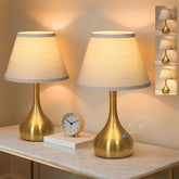 PARTPHONER 17-inch touch table lamp with bedside base and linen shade for easy dimming.