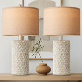 PARTPHONER 23-inch ceramic table lamp set with modern finish for living rooms.
