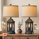 PARTPHONER 24-inch rustic lamps on nightstands provide balanced ambient lighting.