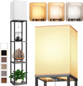 PARTPHONER floor lamp with open top shelves for bright living room display