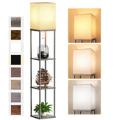 PARTPHONER floor lamp with shelves in oak gray brightens living spaces while displaying books.