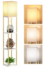 Partphoner floor lamp with shelves and open-top light brightens corners