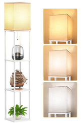 Partphoner floor lamp with open top shelves brightens the living space