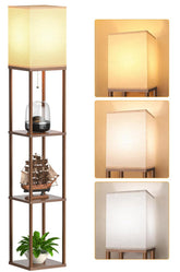 PARTPHONER floor lamp with walnut shelves and open top design for bright living room lighting