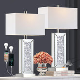 PARTPHONER modern table lamp set with touch control and silver mirror base enhances bedroom ambiance