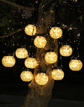 Partphoner solar lights cracked glass globe with warm glow for garden decor