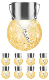 PARTPHONER Solar Lights Hanging Globe 8 Pack for garden ambiance and easy setup.