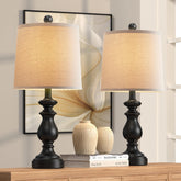 PARTPHONER traditional table lamp set with rustic base for cozy living spaces.