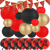 Party Greeting Chinese lanterns set adds vibrant backdrop for celebrations.