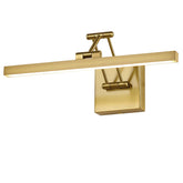 Pasoar hard-wired picture light with brass body highlights artwork with clean, lasting illumination.
