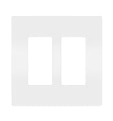 Pass & Seymour Radiant 2-gang wall plate in white showing screwless finish for a clean look