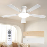 Passky 52-inch ceiling fan with light installed in a bedroom for cooling and ambiance.
