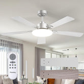 Passky 52-inch ceiling fan with light viewed from angle for stylish living room cooling.