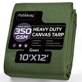 Patiobay canvas tarp 10x12 close-up stitching shows durable construction for outdoor use