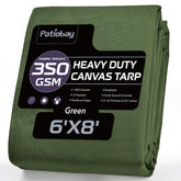 Patiobay canvas tarp 6x8 laid out for outdoor coverage and camping.
