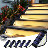 PATIOWIN 6-pack solar step lights on stairs illuminate steps for safer nighttime entry.