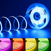 PAUTIX RGB COB LED strip lights a cabinet with even, vibrant brightness.