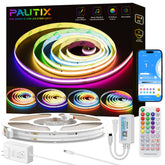PAUTIX RGB Smart IC COB LED strip on vibrant colors for dynamic room ambiance