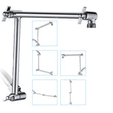PDPBath 16-inch extension arm in chrome raises the shower head for easier reach.