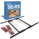 Peachtree Deluxe Dual Sided Shelf Pin Jig setup view showing precise alignment for sturdy shelves.