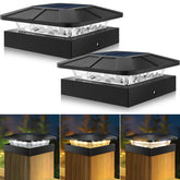 Peasur 4x4 solar post-cap light on wooden post for safe outdoor lighting