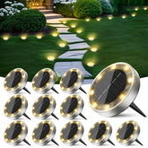 Peasur mini solar ground light pack on pathway for safe nighttime visibility
