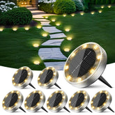 Peasur solar disc light for pathway with warm white glow and safe night guidance