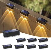Peasur solar fence light eight-pack with lens focus for enhanced outdoor illumination.