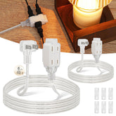 PEESIN clear extension cord 6ft with 3 outlets and 90-degree plug blends with decor