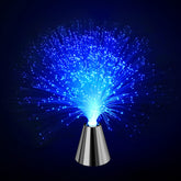 PEN&H Sensory Fiber Optic Lamp with cone base emitting tranquil ambient glow.