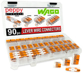 Peppy Products WAGO 221-2401 inline two-conductor view highlighting quick splicing