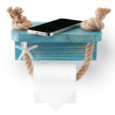 Perfeso.L nautical rope holder in blue, front view, adding coastal style and tissue storage.
