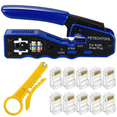 PETECHTOOL RJ45 crimp tool front view for precise pass-through installs.