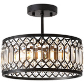 Pevfah Crystal Black Ceiling Light – front view adds contemporary entryway elegance with shimmering crystals.