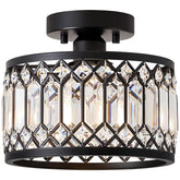 Pevfah crystal black ceiling light with 9-inch round design for hallways.