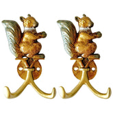 Pewery vintage squirrel wall hook set mounted on wood for sturdy storage