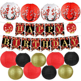 Peywot 14Pcs Hibachi kit with lanterns and banner for Asian theme decor